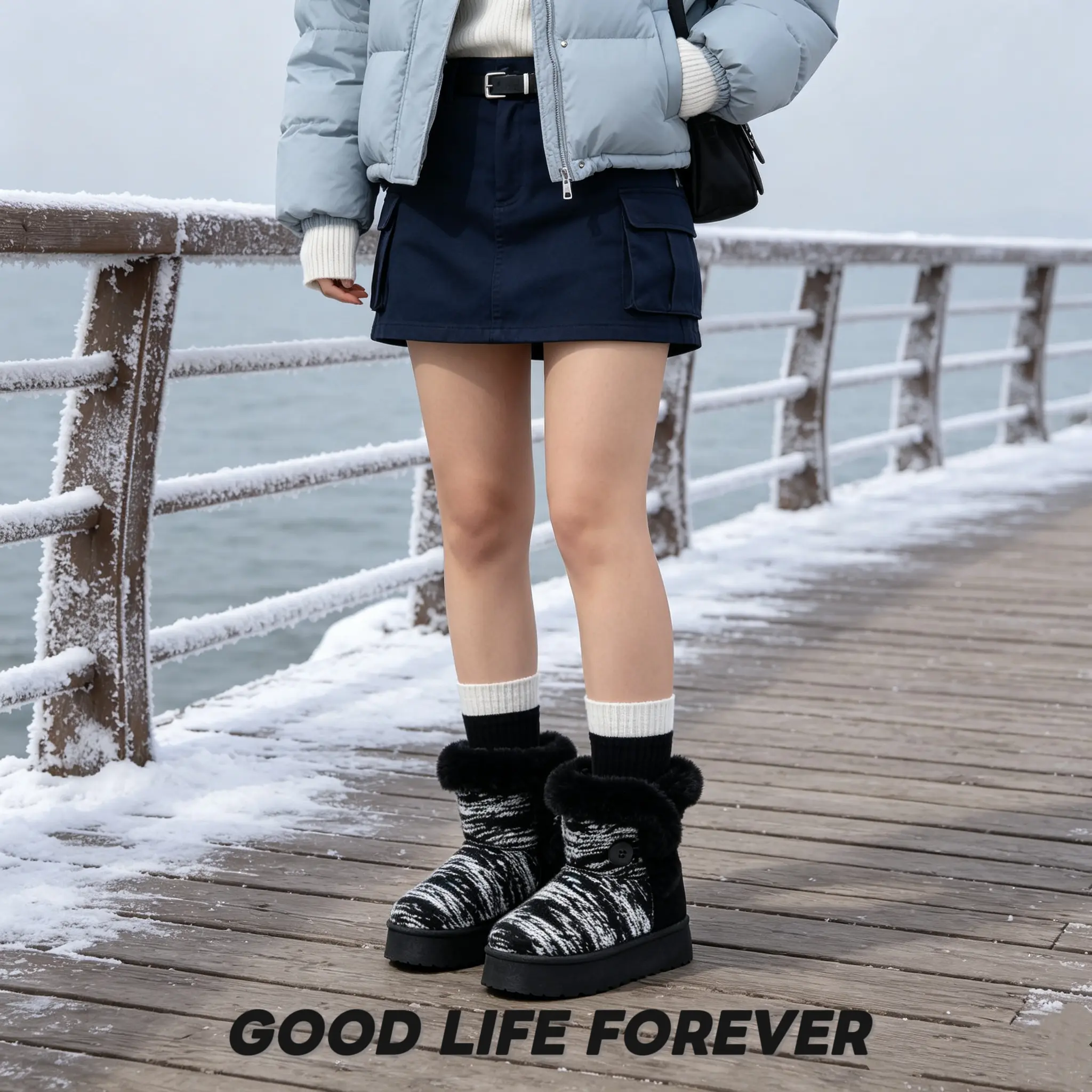 2026 Fashion platform snow boots, women's commuting and outdoor insulated snow boots