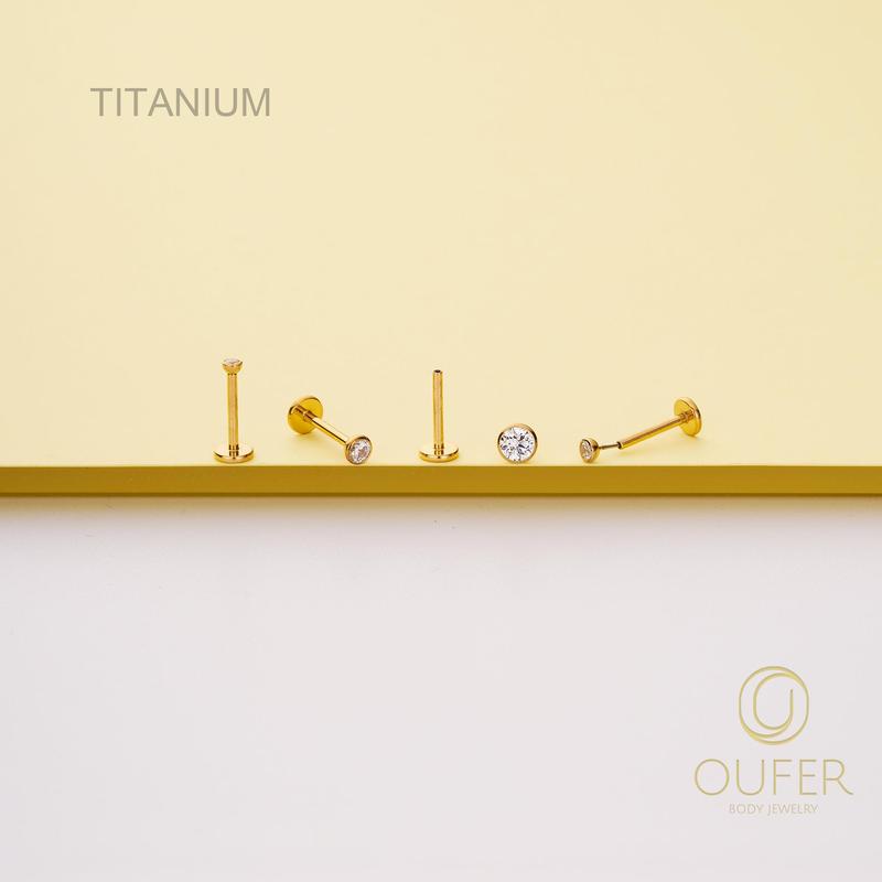 Oufer 16G Titanium Tiny Bezel CZ Threadless Push Pin Flat Back Helix Tragus Lobe Cartilage Earing