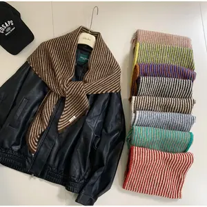 Oversized Triangle Striped Scarf For Women Fall Winter Versatile Casual Cold Tone Warm Shawl Neck Warmer