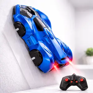 Wall Climbing RC Car for Kids, Rechargeable Remote Control Stunt Car with LED Lights, Indoor Wall Racer Toy for Smooth Walls Ceiling Window