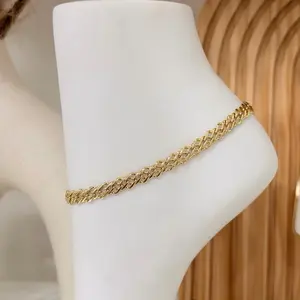 Anklet Chinese Gold Plated 14 k 10 inches 7 mm