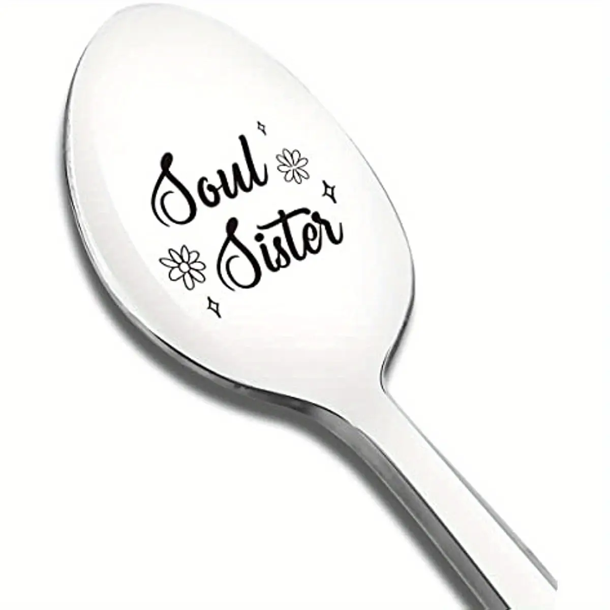 Engraved Stainless Steel Spoon, Perfect Gift for Sisters, Ideal for Ice Cream & Coffee, Durable Design, Unique Holiday Present Idea