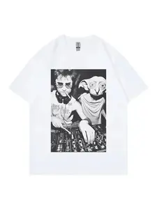 Dobby The House Elf DJ Smoking Funny Meme T-shirt Gothic Summer Men's Top Retro Short Sleeve T-shirt Neutral Fashion Casual Loose T-shirt Soft Skin friendly Men's and Women's Suitable Four Seasons Universal Couple Gift