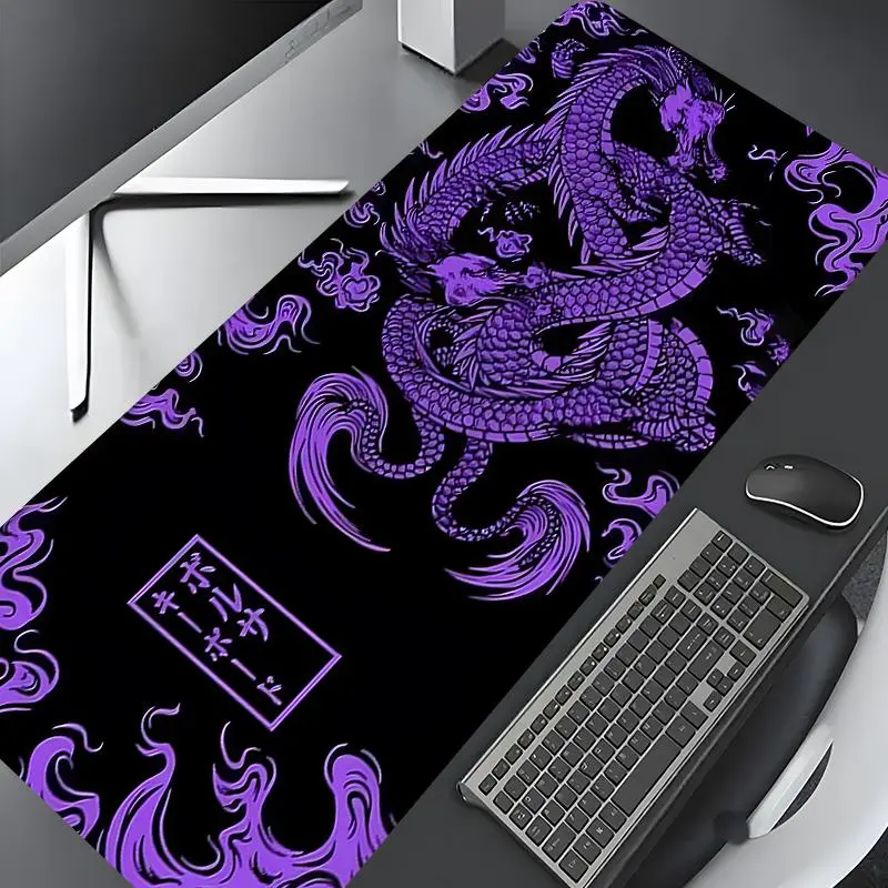 Japanese Art Purple Dragon Design Extra Large Gaming Mouse Pad,Aesthetic Desktop Drotection Pad,Washable Rubber Pad Non-Slip Lock Edge Mouse Pad Suitable For Home Office,Computer Accessories For Desk,Desktop Accessory,Desk Accessories