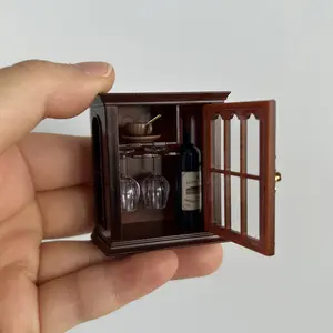 Mini Wine Cabinet Fridge Magnets Set 1:12 Scale - Interactive Dollhouse Miniature Decor with Bottles & Plants, Fidget Toy for Stress Relief & Home Displays, gifts