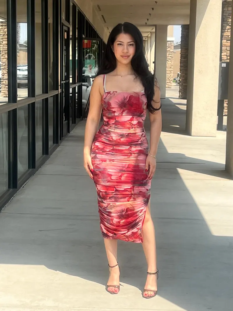 strapless open back dress Nookie Lene Lace Maxi in Red – TrenLend main image 1