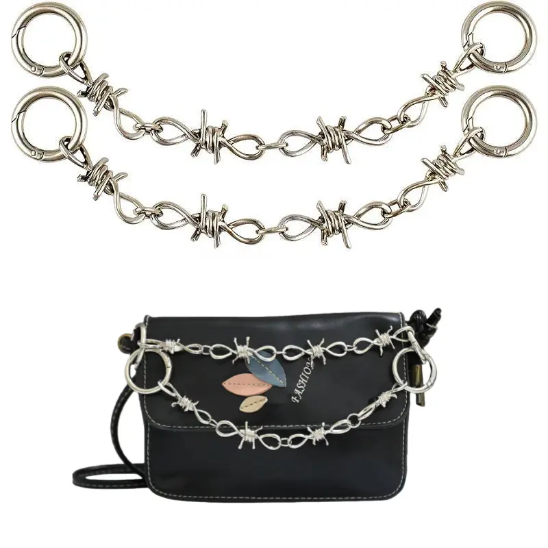 ZZLove Cool Punk Metal Chain Spike Rivet Charms - Multi-Purpose Bag Chain Decor Accessories| Unisex Ornaments for Handbags & Purses fashionable keychain