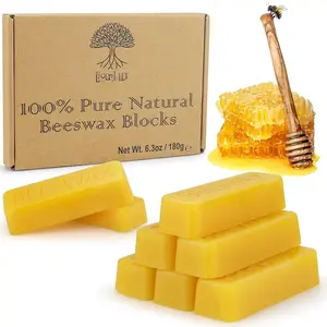 Eco Lux 8 Yellow Beeswax Blocks    Bees Wax 6.5oz