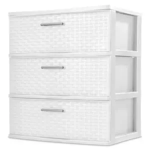 3 Drawer Wide Weave Tower White 3 Drawer Wide Weave Tower White