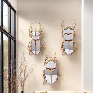 Resin Beetle Wall Hanging Decor, Mirror Surface Design, Home Decoration Craft, Insect Lover Collectible, Party Ornament, Wall Mounted Decor
