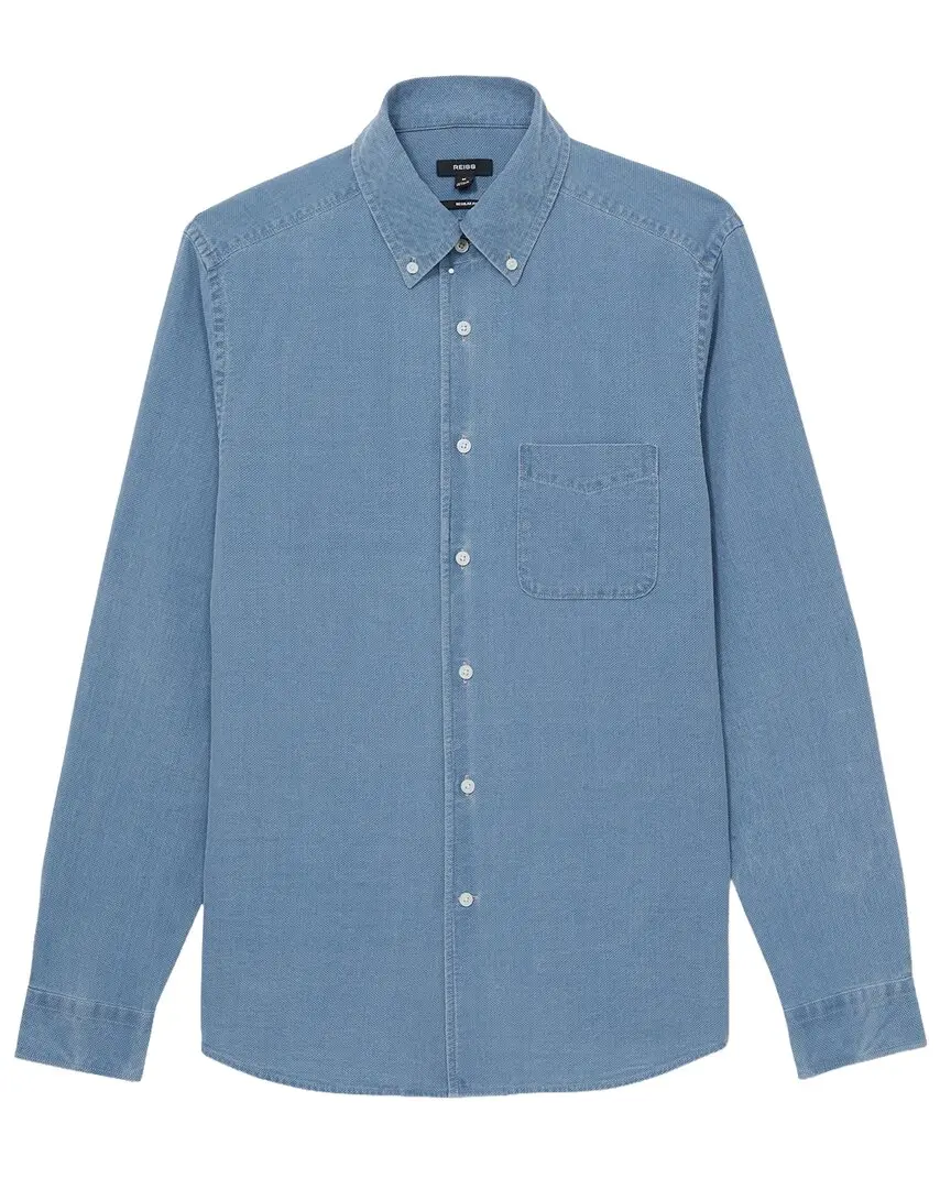 Reiss Kittle Denim Pique Shi Casual Shirt