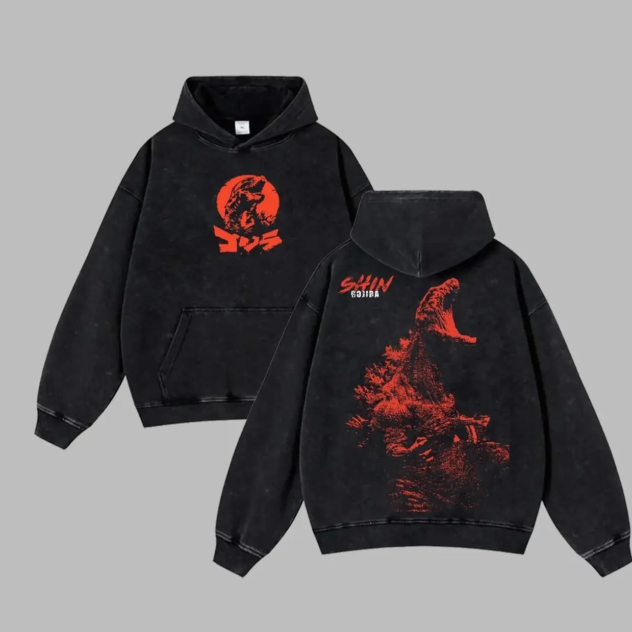 Shin Godzilla Retro Acid Washed Hoodie, T-shirt, Top Apparel Classic Oversized Seamless Simple Straight Man Clothes Cotton designer shirts Movie Shirt, graphic tees, men gifts, ,Graphic Streetwear T-shirt Crew Neck Graphic T-Shirt gift for all GVX B7G