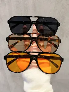 Modern Unisex Square Bridge Glasses, Office & Urban Style, Perfect for Aesthetic Photography & Casual Gatherings, 3 Pairs Set