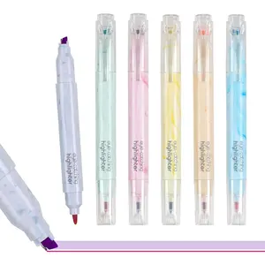Aesthetic Highlighters 6 Pack Dual Tips No Bleed,Double Line Cute Highlighters Assorted Colors,  and Office Use, Teacher Supplies, Ideal Highlighter for Organizing and Coloring