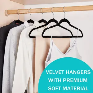 Velvet Hangers Premium Clothes Hangers Non-Slip Felt Hangers Sturdy Hangers Heavy Duty Coat Hangers Durable Suit Hangers Space Saving 360 Rotating Organiser Grey