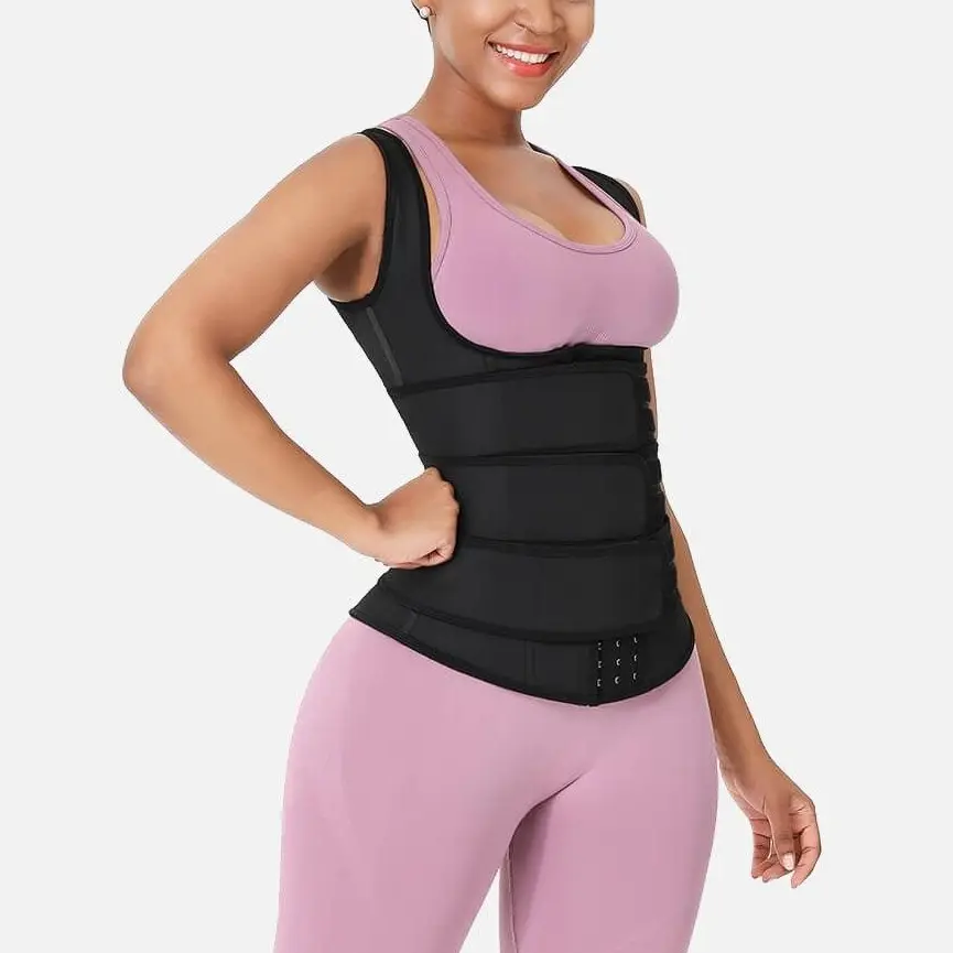 FeelinGirl #Live Plus Size Vest With 3 Rows of Eye and Hook Cotton Shapewear Womenswear mat Spandex Day Everyday Basic Underwear Lady Comfort Waist Trainer