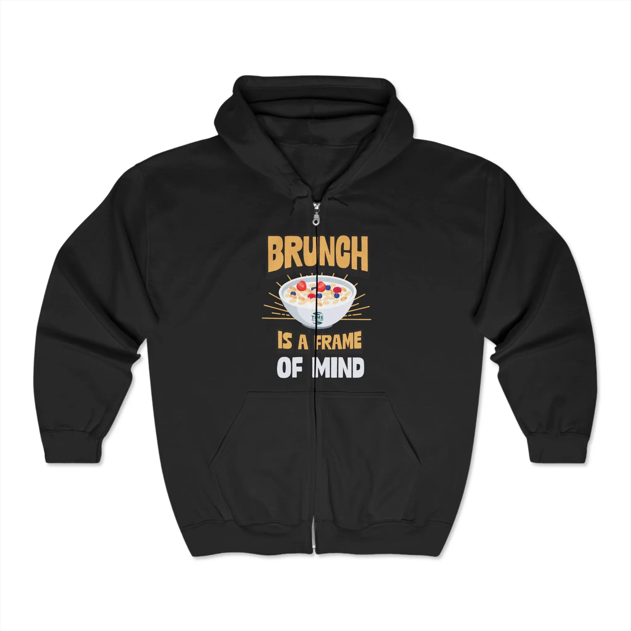 Brunch Vibes Unisex Hooded Sweatshirt, Frame of Mind Full Zip Hoodie, Morning Breakfast Jumper, Weekend Brunch Attire, Cozy Brunch Outfit Casual Fabric Stylish Pockets Tops