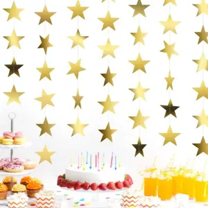 Patelai Glitter Star Garland Banner Gold 2026 Graduation Decorations Happy Birthday Decorations Wedding Decor Streamers Birthday Banner Twinkle Backdrop for Party Classroom Party Decoration Supplies