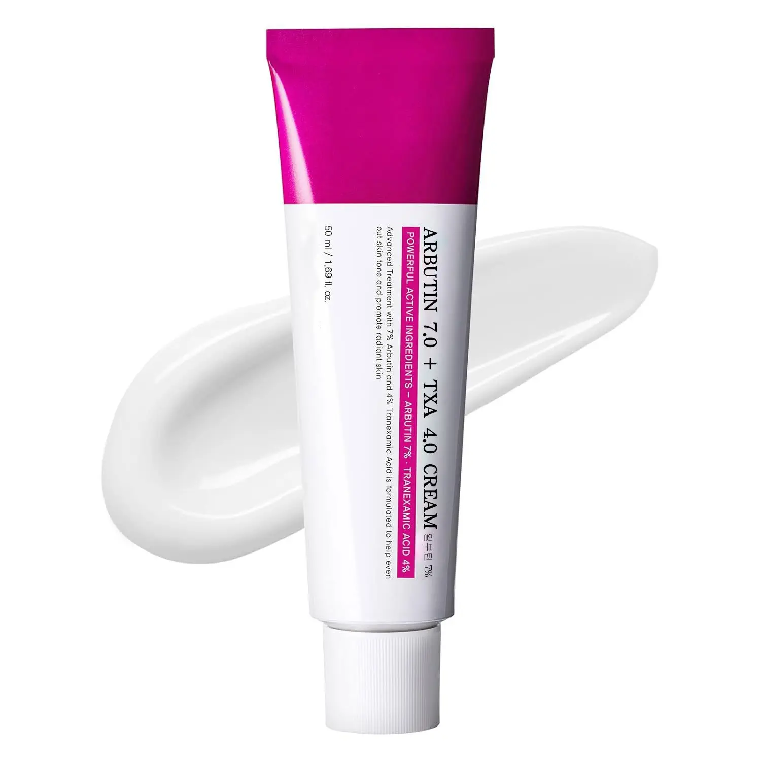 Arbutin 7% + Tranexamic Acid 4% Cream, 70,000ppm Arbutin, 40,000ppm TXA, Niacinamide, Glutathione, Dark Spots, Freckle, Blemishes, Pigmentation, Korean Skin Care, 50ml, 1.69 fl.oz.
