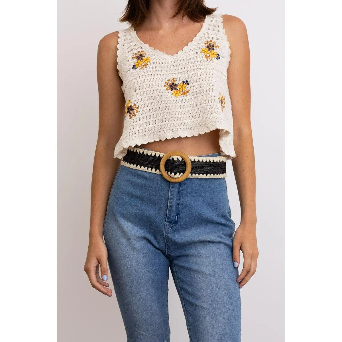 Whipstitch Raffia Belt with Wooden Round Buckle for Women Boho Woven Straw Waist Belt, Elastic Adjustable Summer Dress Belt, Beach Resort Coastal Fashion Accessory