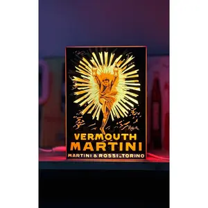 Vermouth Martini Illuminated Sign - Vintage Alcohol Art Print - Wine Backlit Sign - Decor - Bar - Poster - Wall Lamps - Desk Lamp