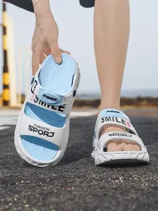 Unisex Summer Slippers, Non-Slip Indoor Sandals, Casual Eva Material, Asymmetrical Design, Medium Width, Perfect for Outdoors