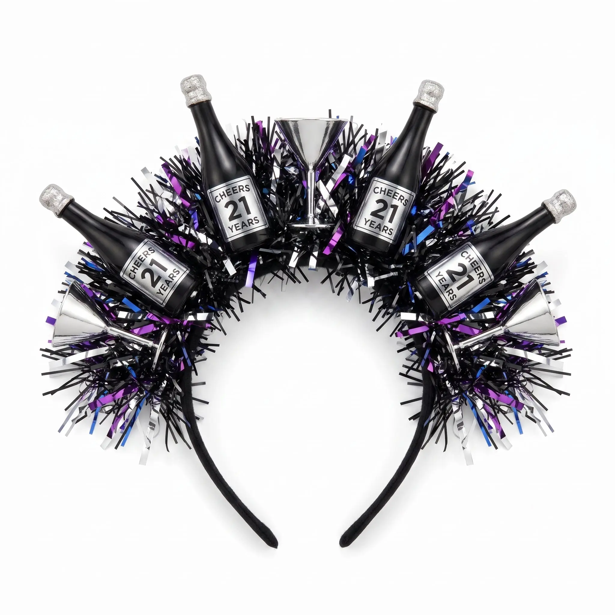 Finally 21 Deluxe Headband with Bottle and Glasses