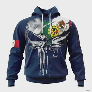 LIGA MX Club America Hoodie Special Skull Unisex 3D Hoodie, Realistic Print Design, Trendy Streetwear Pullover
