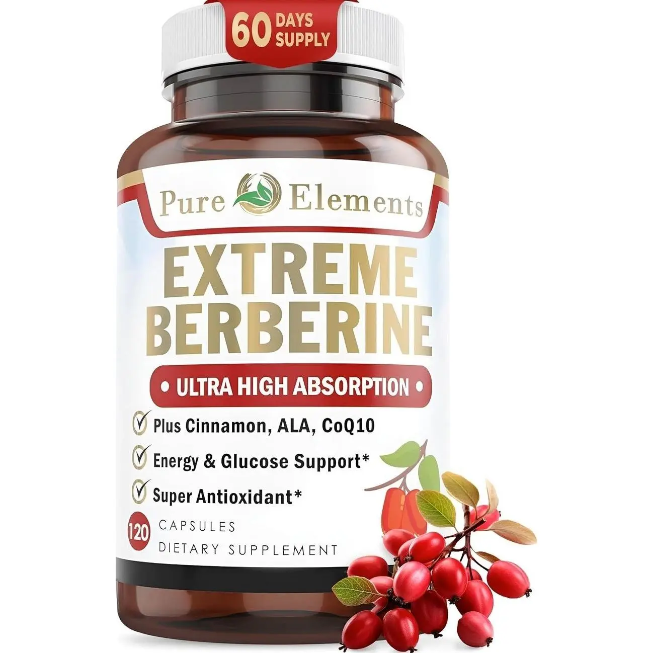 Extreme Berberine 500mg Complex with ALA, Coq10, Turmeric, Cinnamon, Bitter Melon, banaba Leaf, Korean Panax, Royal Jelly, and 21 Herbs for Healthy Blood Sugar Support and Overall Health and Immunity