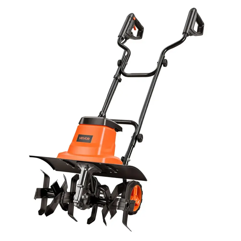 【DealsForYouDays】VEVOR Corded Electric Tiller, 18 Inch Tilling Width Garden Rototiller, 13.5-Amp Motor Heavy-Duty Tilling Machine, Cultivator with Steel Tines and Foldable Handle, for Lawn, Yard, and Gardening Care