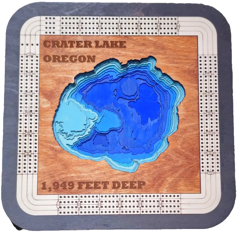 Multiple Layer Crater Lake Cribbage Board