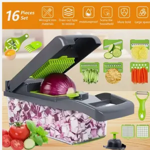 16-In-1 Vegetable Fruit Kitchen Chopper Cutter Food Onion Veggie Dicer Slicer