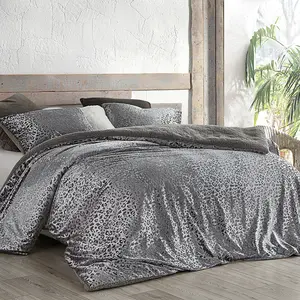 Primal Leopard - Coma Inducer Oversized Twin Comforter Set - Silver Black