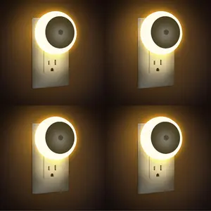 LED Night Lights, Plug into Wall Night Light Lamp 4-Pack, 3000K 0.5W Dusk to Dawn Sensor, Plug in Nightlights Auto-On/Off for Bedroom, Bathroom, Kitchen, Stairs, Hallway Smart Home Warm White
