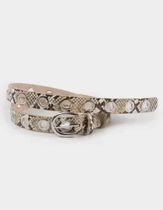 Snake Grommet Skinny Belt
