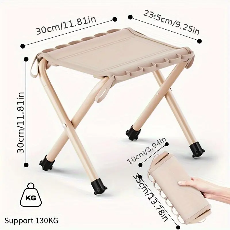 Collapsible Foldable Stool - Compact Folded, Travel-Friendly Portable Seat, 130KG High Load Cap, 30x23.5x10cm Camping Furniture for Outdoor Camping, Hiking