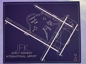 JFK Airport Runway Map 8x10 in John F. Kennedy International Airport AvGeek Gifr Pilot Stewardess Decor