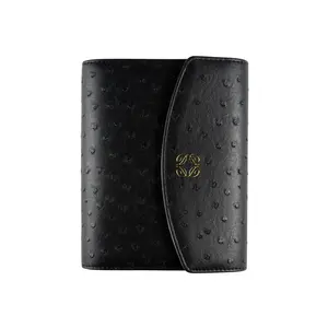 Black Ostrich Personal Planner | Vegan Leather 6-Ring Binder with Pink Interior, Inserts, Pen & Vision Board