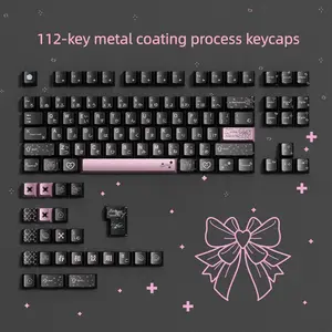 Womier PBT Keycaps with Metal Paint,112-Key Dye Sublimation Cherry Profile Key caps for MX Switches Mechanical Keyboards
