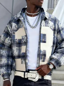 Men's Plaid Zipper Jacket, Digital 23 Graphic Design, Fall Fashion, Comfortable Daily Wear, Commuter Friendly