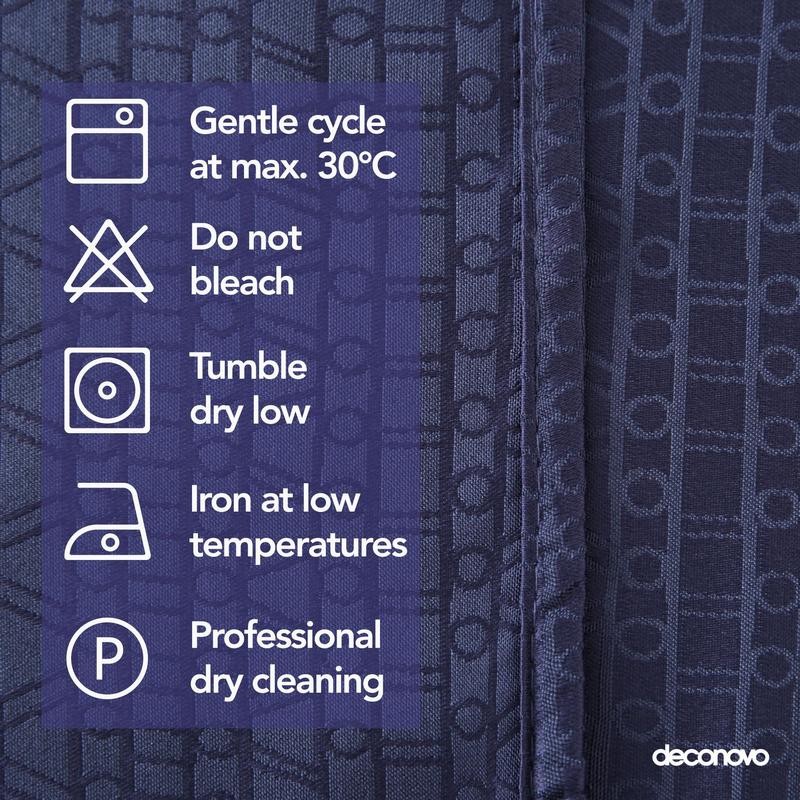 Deconovo Navy Blue Waterproof Jacquard Tablecloth Yarn Dyed Bean Branch Design for Elegant Dining Room Decor