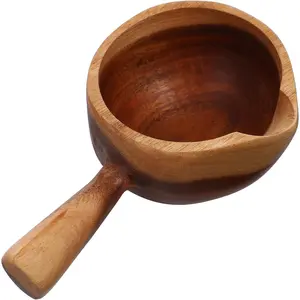 Wooden Ladle Japanese Style Wooden Scoop Ladle Retro Dipper Bath Scoop with Handle for Sauna Tea