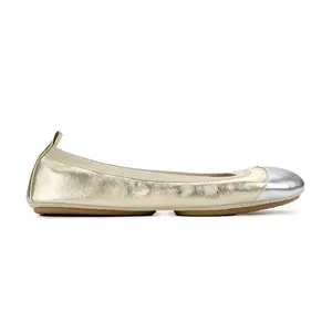 Yosi Samra Womens Samantha Foldable Ballet Flats Casual - Gold, Gold, Silver