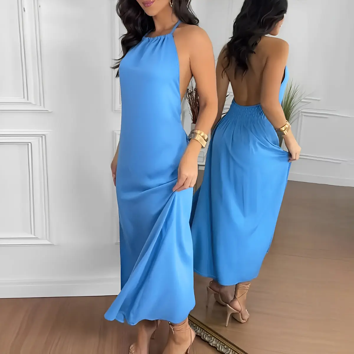 ChicMe Women's Halter Tie Sleeveless Backless Maxi Dress Casual Shirred Back Side Slit Vacation Dress/Summer Dress/Seaside Vacation Sleeveless Skirt - TikTok Shop ChicMe Women's Halter Tie Sleeveless Backless Maxi Dress Casual Shirred Back Side Slit Vacation Dress/Summer Dress/Seaside Vacation Sleeveless Skirt - TikTok Shop
