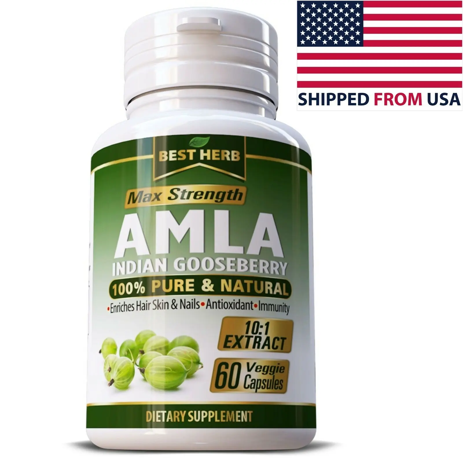 AMLA 60 CAPSULES PURE INDIAN GOOSEBERRY SUPPLEMENT