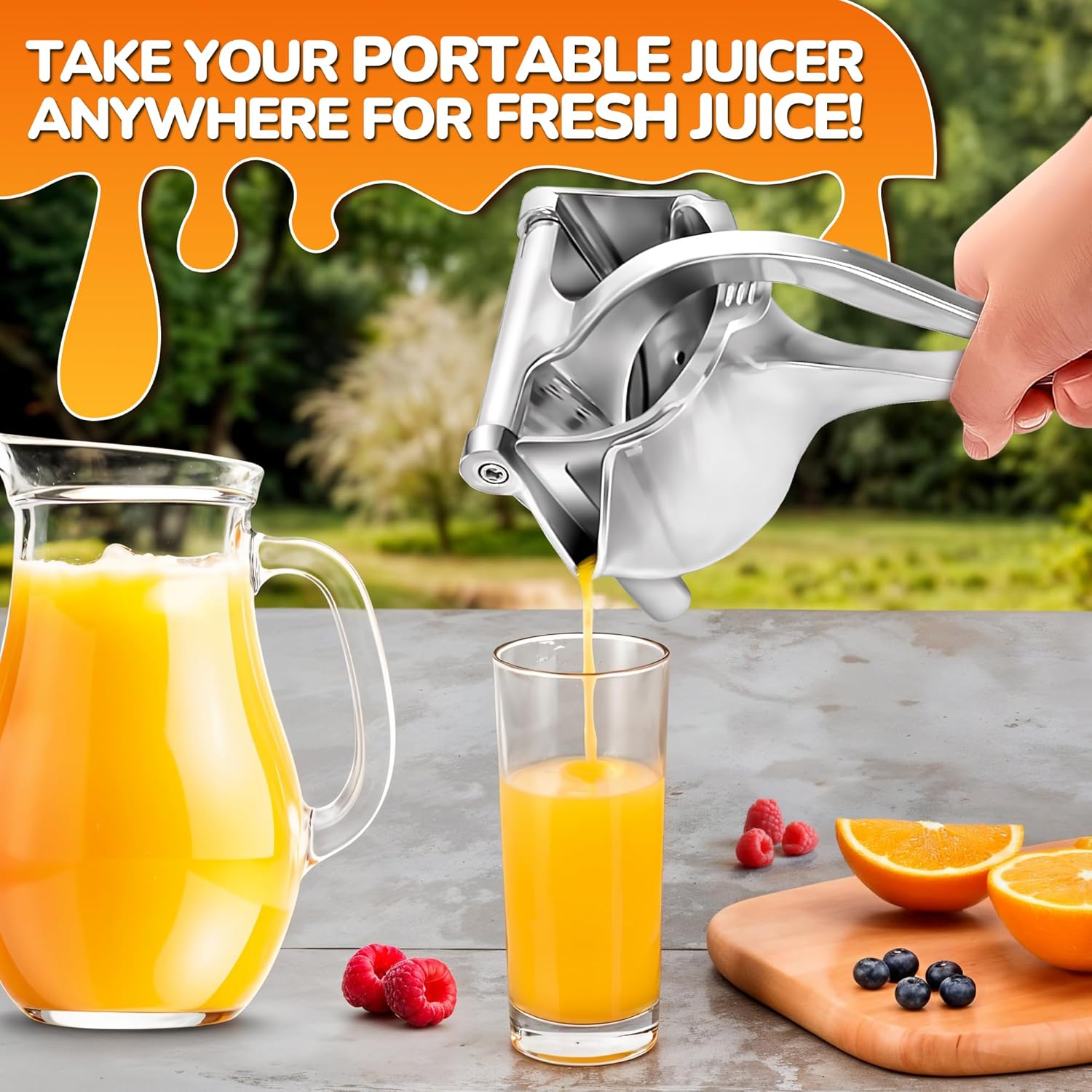 Heavy Duty Aluminum Hand Press Juicer - Manual Citrus Juicer with Ergonomic Grip for Pomegranates, Orange & Lemon, Durable Compact Squeezer for Efficient Juice Extraction, Easy to Clean.