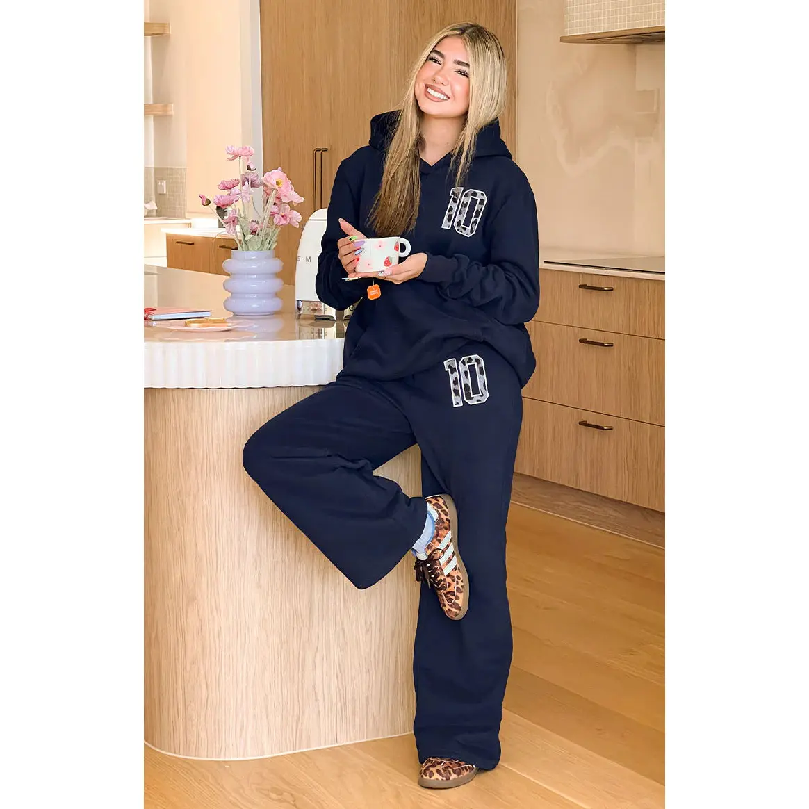 Dania Navy Leopard Star Track Pants