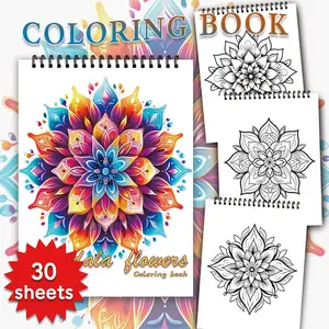 Mandala Flower Pattern Coloring Book, 30 Sheets 100gsm Thick Paper Coloring Book, DIY Painting Supplies for Stress Relief, Holiday Gift
