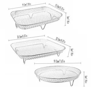 3pcs Air Fryer Grill Rack Stackable Stainless Steel Dual Layer Skewer Holder, Non-Button Cell Battery, Ca Prop 65 Compliant