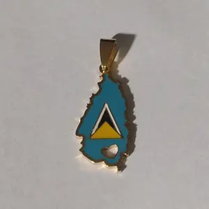 Saint Lucia Ethnic Jewelry Necklace Pendant for Women & Men - Unique Caribbean Culture Gift Box - Black Friday Special Occasion Accessory